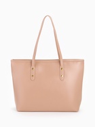 Сумка-шопер женская на молнии, размер 30.5×12×27 см, однотонная, бежевая - Фото 2