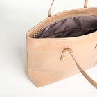 Сумка-шопер женская на молнии, размер 30.5×12×27 см, однотонная, бежевая - Фото 4