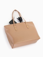 Сумка-шопер женская на молнии, размер 30.5×12×27 см, однотонная, бежевая - Фото 7