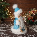 Снегурочка под ёлку «В пушистой шубке, с фонариком» двигается, с подсветкой, 30×18 см, голубой - Фото 2