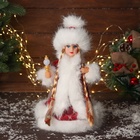 Снегурочка под ёлку «Зимнее волшебство. В пушистой шубке, с фонариком» двигается, с подсветкой, 30 см, красный - Фото 1