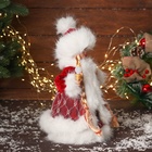 Снегурочка под ёлку «Зимнее волшебство. В пушистой шубке, с фонариком» двигается, с подсветкой, 30 см, красный - Фото 2