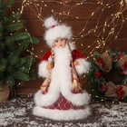 Снегурочка под ёлку «Зимнее волшебство. В пушистой шубке, с фонариком» двигается, с подсветкой, 40 см, красный - Фото 1