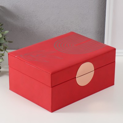 Шкатулка для украшений «Веточка. Радуга», с зеркалом, искусственная кожа, красная, 18×24.5×11 см