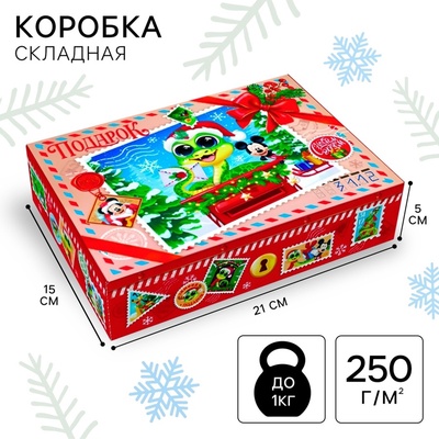 Коробка подарочная «С Новым годом» 21×15×5 см, Микки Маус