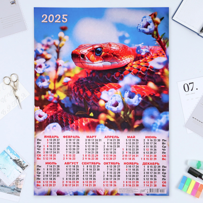 Календарь настенный 2025 год, листовой А2 42×60 см