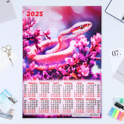Календарь настенный 2025 год, листовой А2 42×60 см