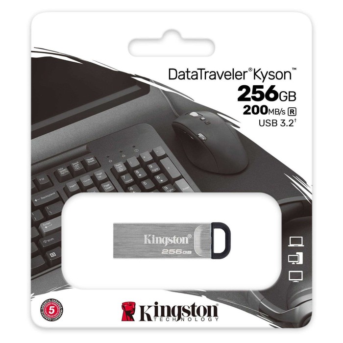 Флешка Kingston 256GB DataTraveler Kyson DTKN/256GB USB3.2 серебристый/черный - фото 51632556