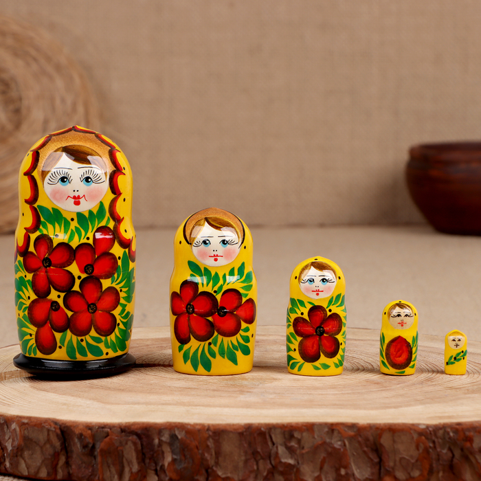 

Матрёшка "Аня", жёлтая, 5-кукольная