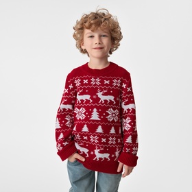 Свитер вязаный новогодний детский KAFTAN New Year, размер 32 (110-116 см)