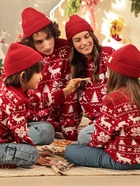 Джемпер детский новогодний вязаный KAFTAN: New Year с оленями, красный, рост 110-116 см - Фото 3