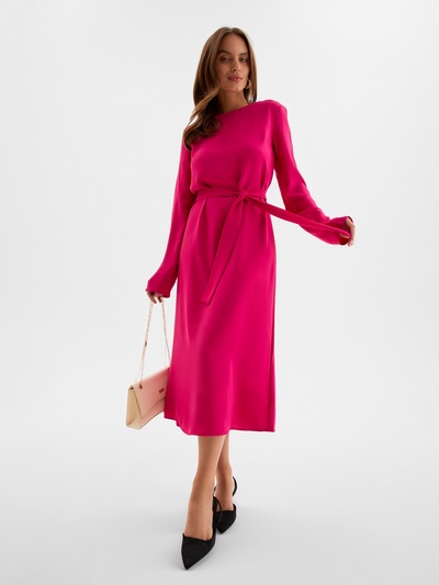 Платье миди женское MINAKU: Casual Collection, розовое, размер 50