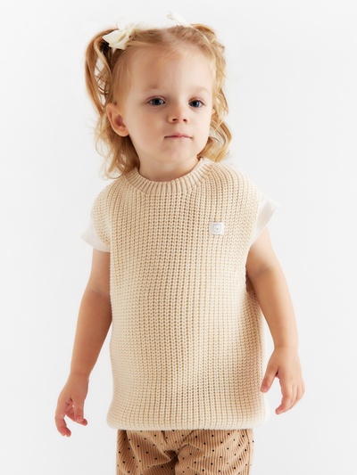 Жилет вязаный Крошка Я, рост 80-86 см, молочный