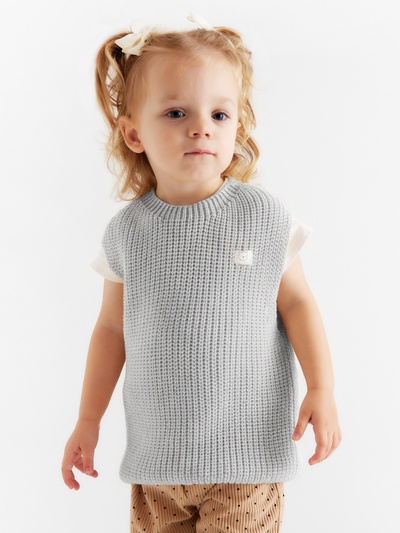 Жилет вязаный Крошка Я, рост 86-92 см, серый