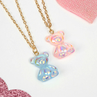 Кулоны парные «Выбражулька» неразлучники, мармеладные мишки, цвет сине-розовый в золоте, 40 см - Фото 2