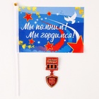 Набор военного «Сильный солдат» красный берет, размер 52 - 54, значок, флажок - Фото 7