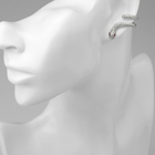 Серьги со стразами «Змея» изогнутая, белые в серебре - Фото 2