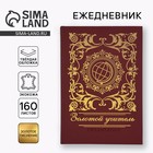 Ежедневник "Золотой учитель" А5, 160 л, твёрдая обложка, кожзам, коричневый - фото 16466216