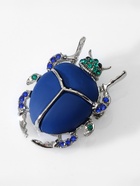 Брошь «Жук скарабей», матово-синяя в серебре - фото 68144984