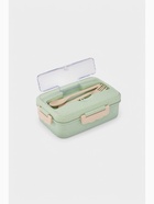 Ланч бокс в школу TAKE IT EASY, с приборами, пшеничная солома, 1.1 л, 21.5×15×7.6 см, зелёный - Фото 2