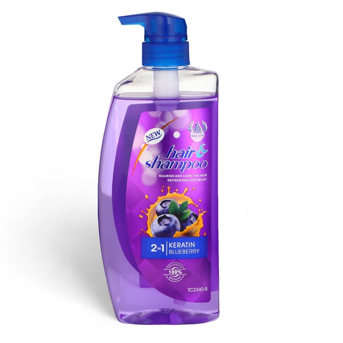 Шампунь, для волос кератином и экстрактом черники, питание и уход, 820 мл - Фото 1