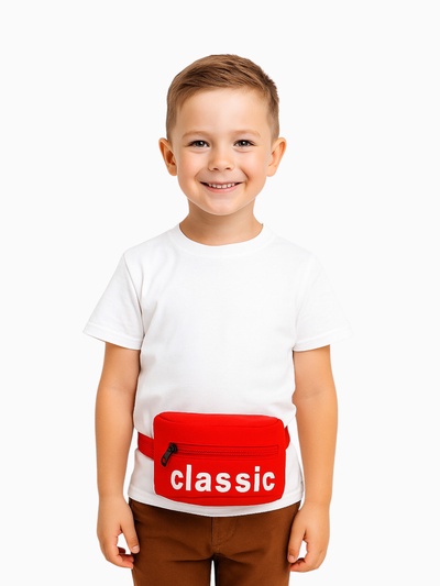 Сумка детская поясная на молнии, красная