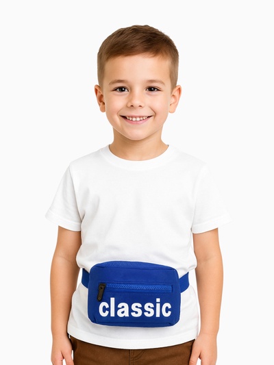 Сумка детская поясная на молнии, синяя