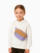 Сумка детская поясная на молнии, наружный карман, сиреневая, бежевая - Фото 1