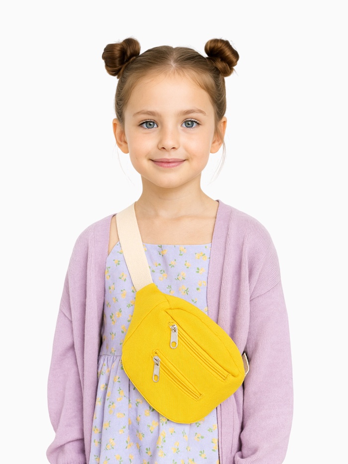Сумка детская поясная на молнии, наружный карман, жёлтая - Фото 1