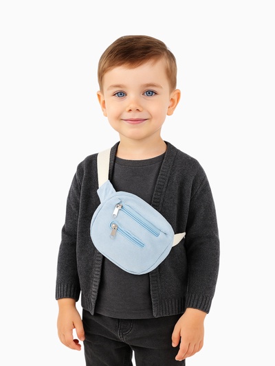 Сумка детская поясная на молнии, наружный карман, голубая