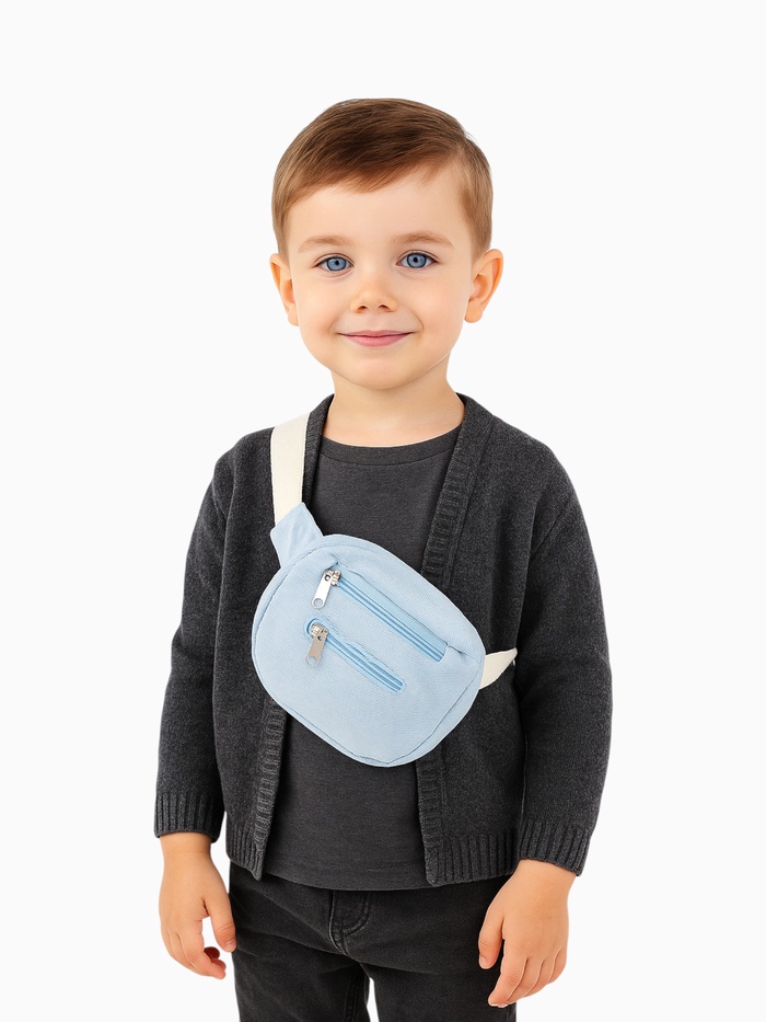 Сумка детская поясная на молнии, наружный карман, голубая - Фото 1