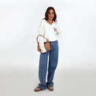 Сумка женская багет на молнии, 25×7×13.5 см, бежевая - Фото 10