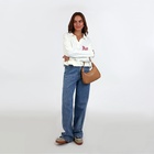 Сумка женская багет на молнии, 25×7×13.5 см, бежевая - Фото 8