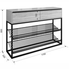 Обувница в прихожую «Крафт 2», 2 ящика, 2 полки, 1150×300×800 мм, цвет чёрный муар/белый - Фото 3