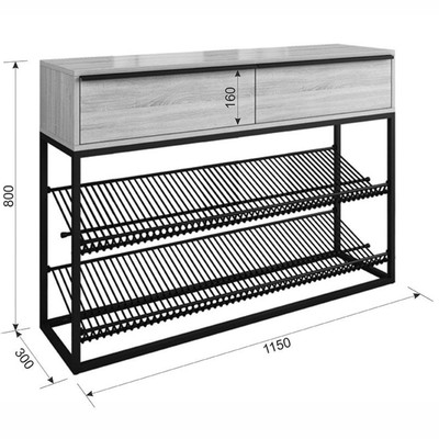 Обувница в прихожую «Крафт 2», 2 ящика, 2 полки, 1150×300×800 мм, цвет чёрный муар/белый