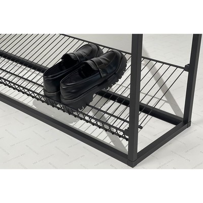 Обувница в прихожую «Крафт 2», 2 ящика, 2 полки, 1150×300×800 мм, цвет чёрный муар/белый