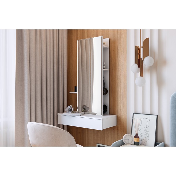 Трюмо «Мария», с зеркалом, 706×330×1116 мм, цвет белый - Фото 1