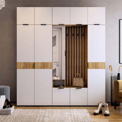 Прихожая «Бери К1», 2000×350×2226 мм, цвет дуб крафт золотой/белое дерево