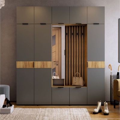 Прихожая «Бери К1», 2000×350×2226 мм, цвет дуб крафт золотой/графит