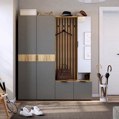 Прихожая «Бери К3», 1600×350×1826 мм, цвет дуб крафт золотой/графит