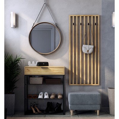 Прихожая «Бери К5», 1330×370×1900 мм, цвет дуб крафт золотой/графит (велюр)