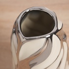 Ваза «Аксель», 23.5×11 см, керамика, бело-серебристая - Фото 2