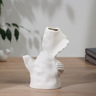 Ваза керамика настольная "Нежные прикосновения" 20,5х14 см, белый - Фото 3