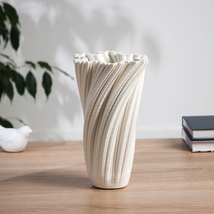 Ваза «Алойз», виток, 24×15 см, керамика, белая - Фото 1