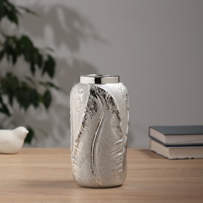 Ваза «Гаэль», листья бочка, d=5 см, 17×7.5 см, керамика, серебро