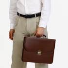 Портфель деловой мужской на клапане, 38×4×28 см, коричневая - Фото 7