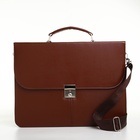 Портфель деловой мужской на клапане, 38×3.5×28 см, коричневая - Фото 3