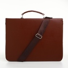 Портфель деловой мужской на клапане, 38×3.5×28 см, коричневая - Фото 5