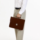 Портфель деловой мужской на клапане, 38×3.5×28 см, коричневая - Фото 7