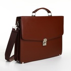 Портфель деловой мужской на клапане, 38×4×27 см, коричневая - Фото 2